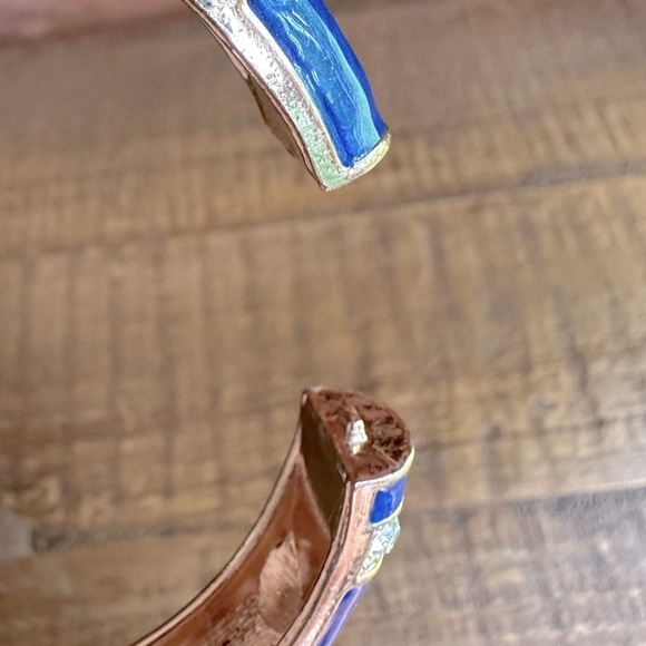 Set of 3 Red, White & Blue Enameled Bangles Hinged Patriotic Clamper Bracelet - Picture 15 of 15